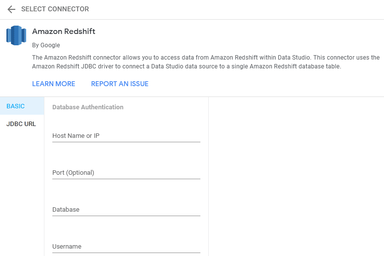 amazon redshift data studio: JDBC parameters for connector